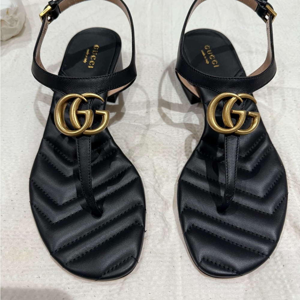 Gucci Double G block Black Sandals